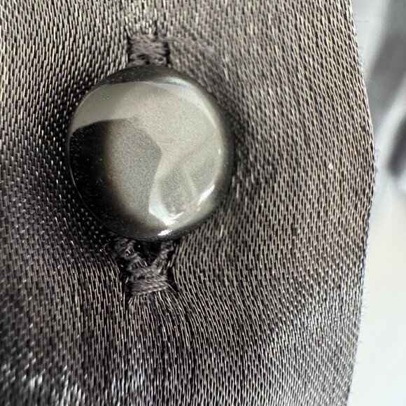 90s Vintage Karen Scott Liquid Dark Silver Long Sleeve Button Up Evening Blouse - Picture 6 of 14